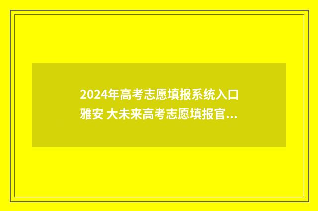2024年高考志愿填报系统入口雅安 大未来高考志愿填报官网