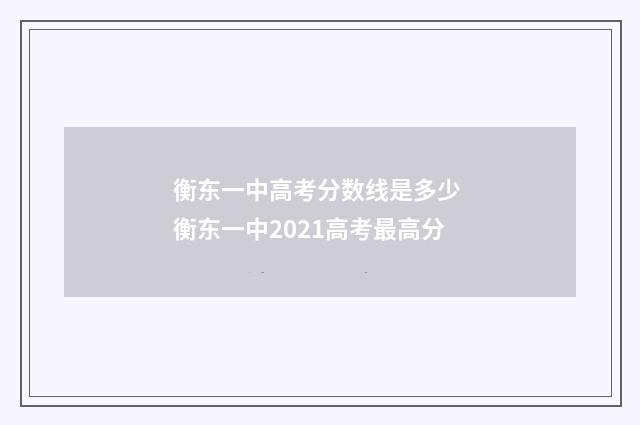 衡东一中高考分数线是多少 衡东一中2021高考最高分