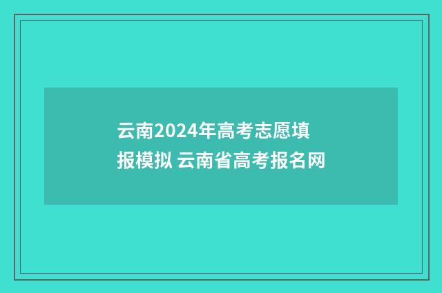 云南2024年高考志愿填报模拟 云南省高考报名网