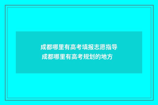 成都哪里有高考填报志愿指导 成都哪里有高考规划的地方