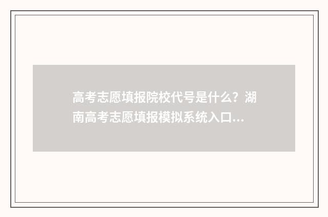 高考志愿填报院校代号是什么？湖南高考志愿填报模拟系统入口 高考志愿填报院校代号在哪查