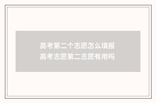 高考第二个志愿怎么填报 高考志愿第二志愿有用吗
