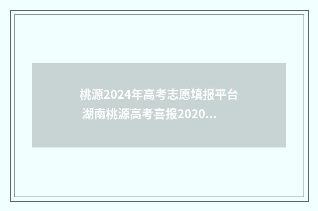 桃源2024年高考志愿填报平台 湖南桃源高考喜报2020年