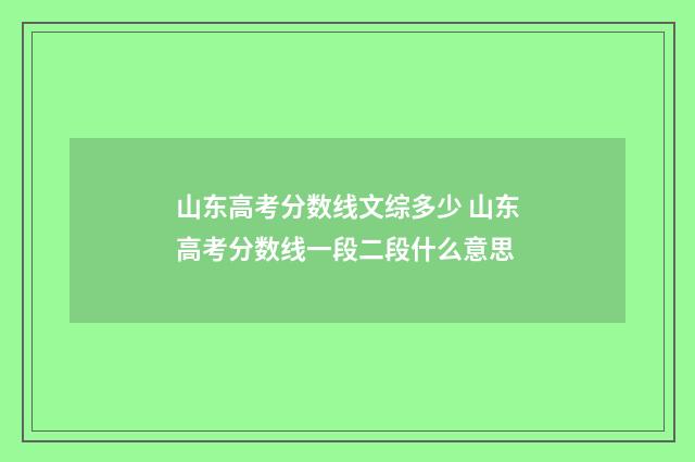 山东高考分数线文综多少 山东高考分数线一段二段什么意思