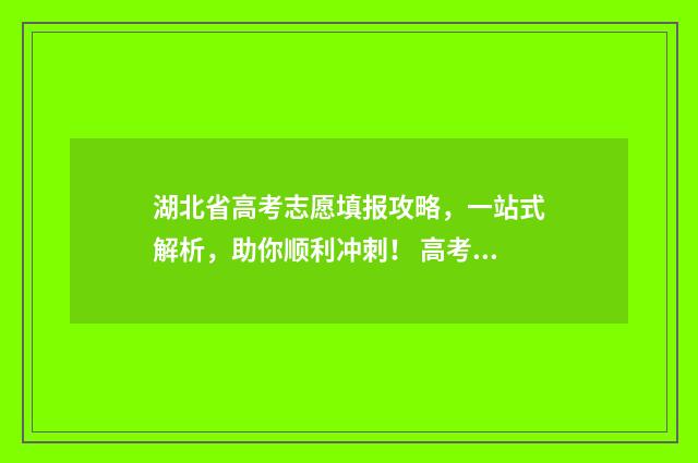 湖北省高考志愿填报攻略，一站式解析，助你顺利冲刺！ 高考志愿填报志愿表