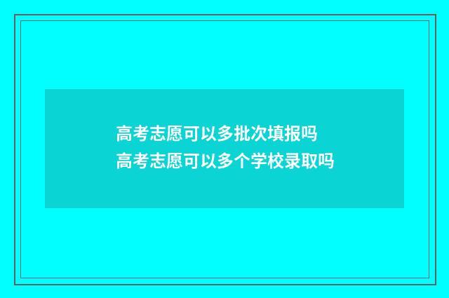 高考志愿可以多批次填报吗 高考志愿可以多个学校录取吗