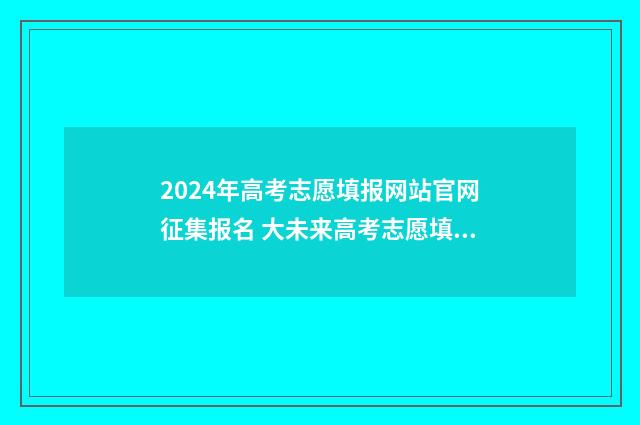 2024年高考志愿填报网站官网征集报名 大未来高考志愿填报官网