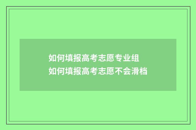 如何填报高考志愿专业组 如何填报高考志愿不会滑档