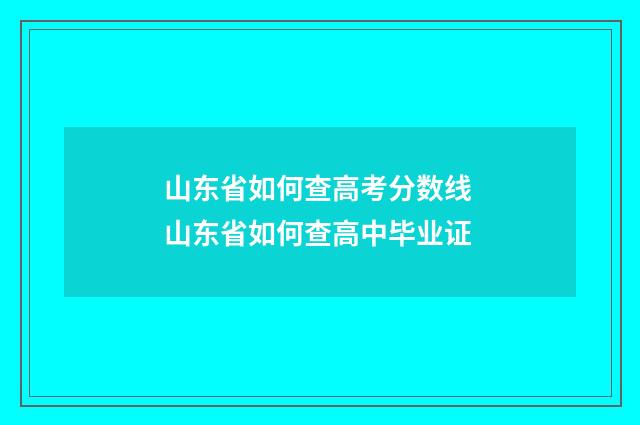 山东省如何查高考分数线 山东省如何查高中毕业证