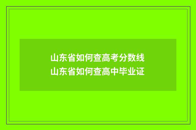 山东省如何查高考分数线 山东省如何查高中毕业证