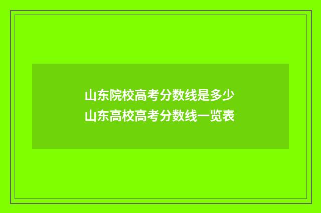 山东院校高考分数线是多少 山东高校高考分数线一览表