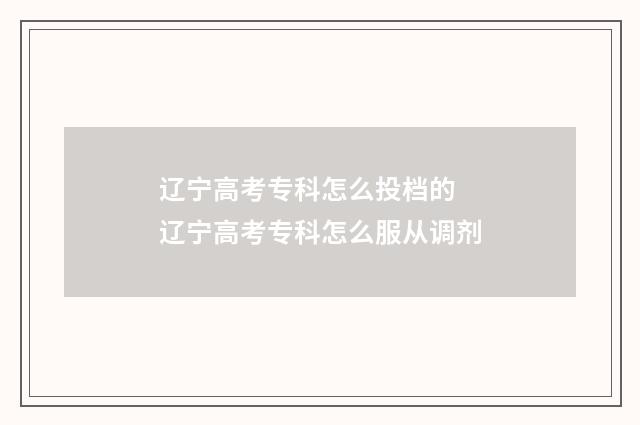 辽宁高考专科怎么投档的 辽宁高考专科怎么服从调剂