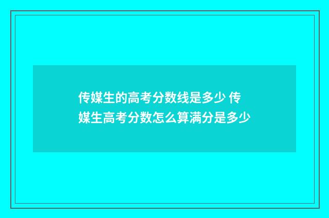传媒生的高考分数线是多少 传媒生高考分数怎么算满分是多少