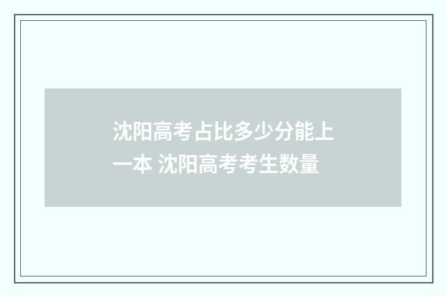 沈阳高考占比多少分能上一本 沈阳高考考生数量