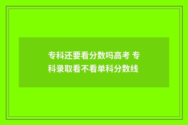 专科还要看分数吗高考 专科录取看不看单科分数线