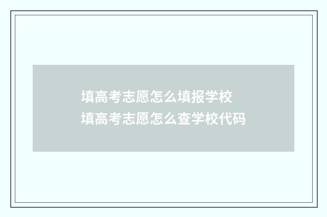 填高考志愿怎么填报学校 填高考志愿怎么查学校代码