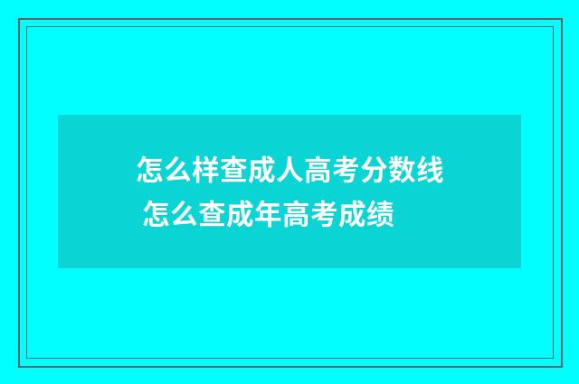 怎么样查成人高考分数线 怎么查成年高考成绩