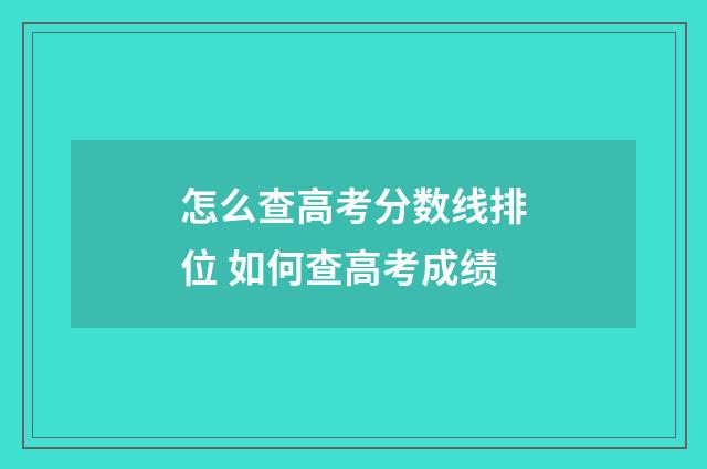 怎么查高考分数线排位 如何查高考成绩