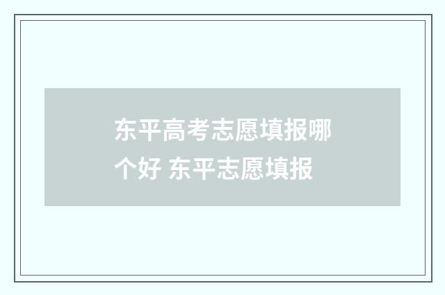东平高考志愿填报哪个好 东平志愿填报