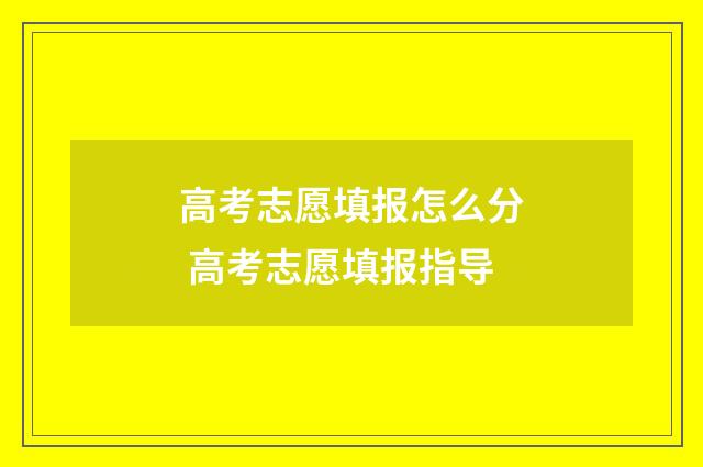 高考志愿填报怎么分 高考志愿填报指导
