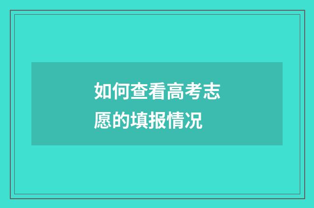 如何查看高考志愿的填报情况