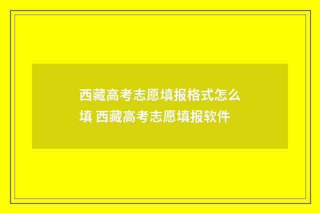 西藏高考志愿填报格式怎么填 西藏高考志愿填报软件
