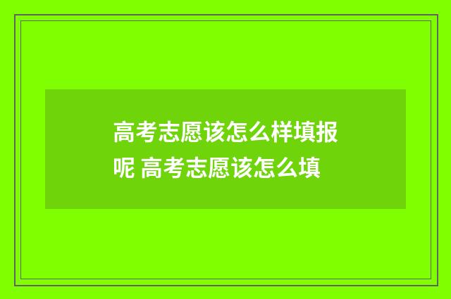 高考志愿该怎么样填报呢 高考志愿该怎么填