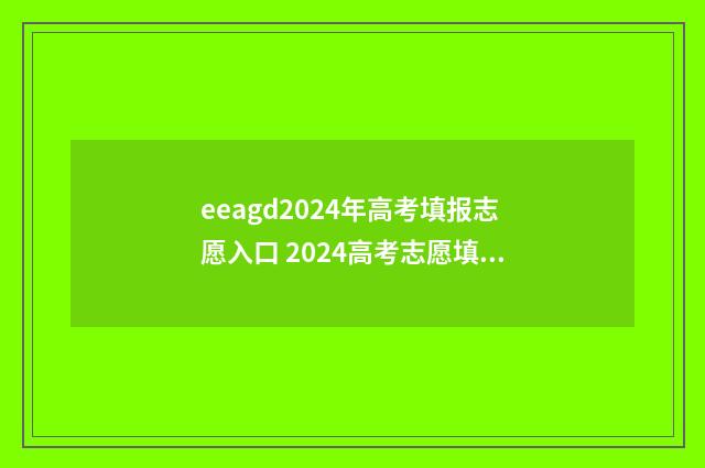 eeagd2024年高考填报志愿入口 2024高考志愿填报