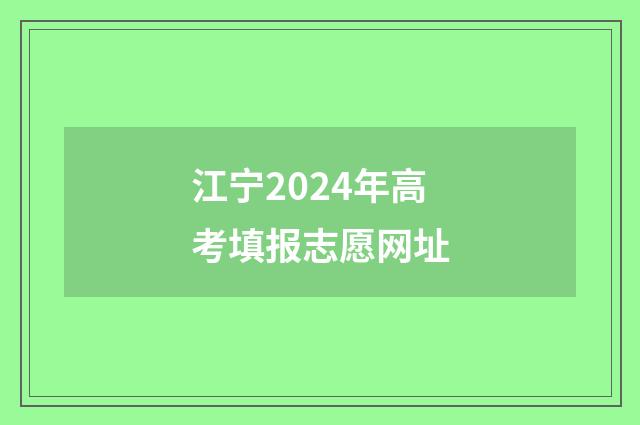 江宁2024年高考填报志愿网址