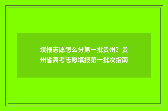 填报志愿怎么分第一批贵州?贵州省高考志愿填报第一批次指南