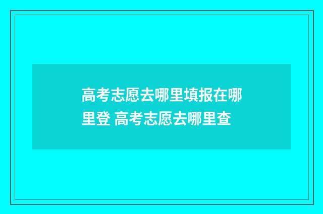 高考志愿去哪里填报在哪里登 高考志愿去哪里查