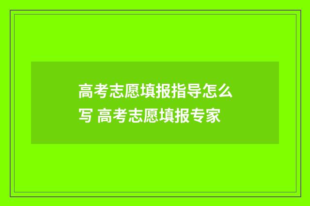 高考志愿填报指导怎么写 高考志愿填报专家