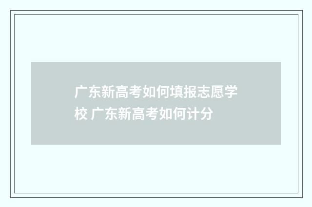 广东新高考如何填报志愿学校 广东新高考如何计分