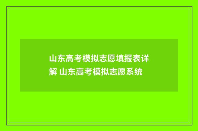 山东高考模拟志愿填报表详解 山东高考模拟志愿系统