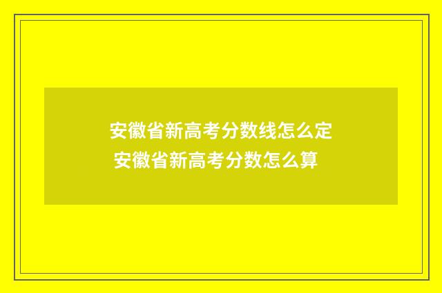 安徽省新高考分数线怎么定 安徽省新高考分数怎么算