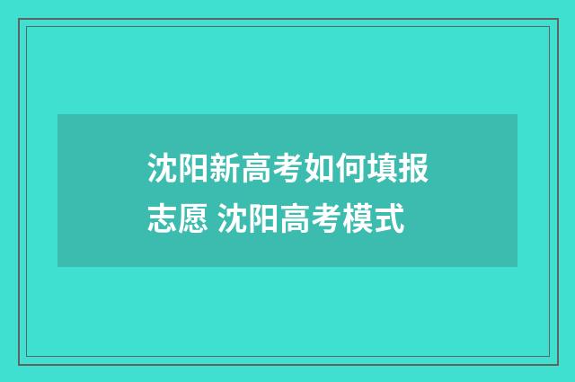 沈阳新高考如何填报志愿 沈阳高考模式