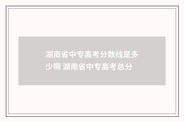 湖南省中专高考分数线是多少啊 湖南省中专高考总分