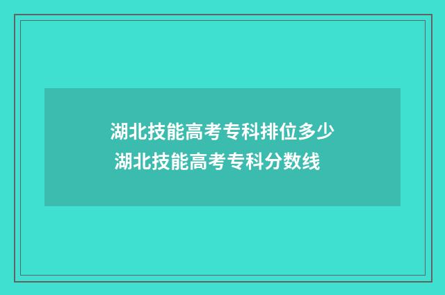 湖北技能高考专科排位多少 湖北技能高考专科分数线