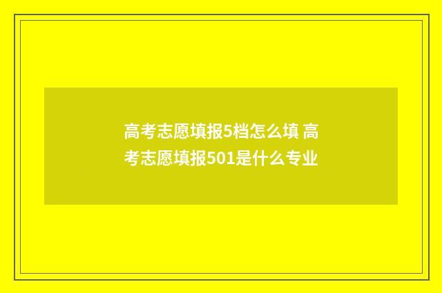 高考志愿填报5档怎么填 高考志愿填报501是什么专业