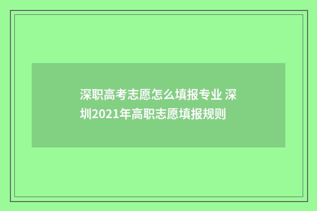 深职高考志愿怎么填报专业 深圳2021年高职志愿填报规则
