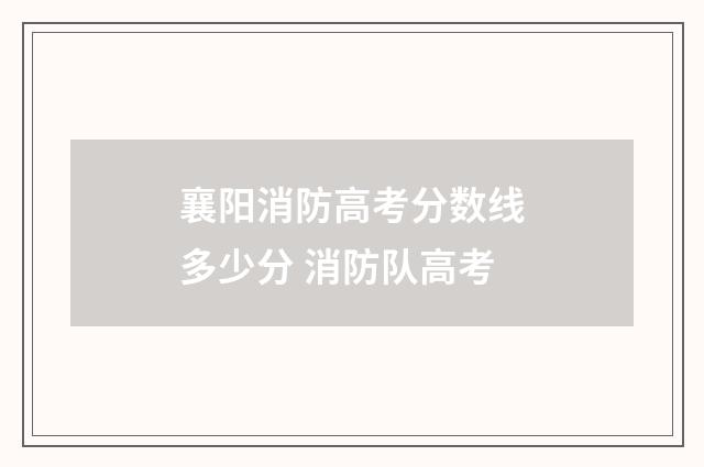 襄阳消防高考分数线多少分 消防队高考