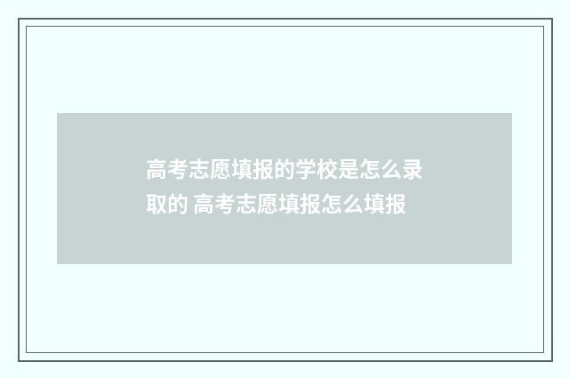 高考志愿填报的学校是怎么录取的 高考志愿填报怎么填报