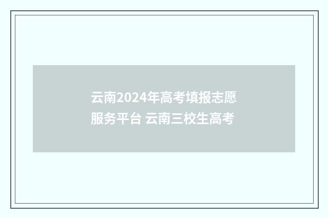 云南2024年高考填报志愿服务平台 云南三校生高考