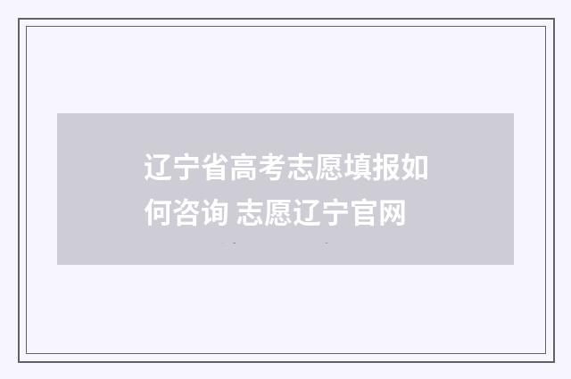 辽宁省高考志愿填报如何咨询 志愿辽宁官网