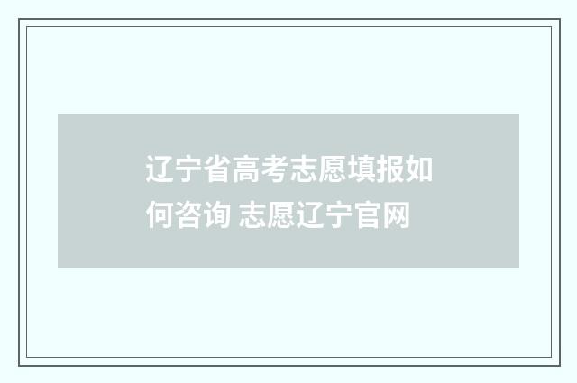 辽宁省高考志愿填报如何咨询 志愿辽宁官网