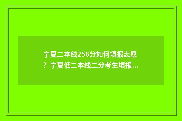 宁夏二本线256分如何填报志愿？宁夏低二本线二分考生填报志愿攻略 宁夏二本线256分是多少