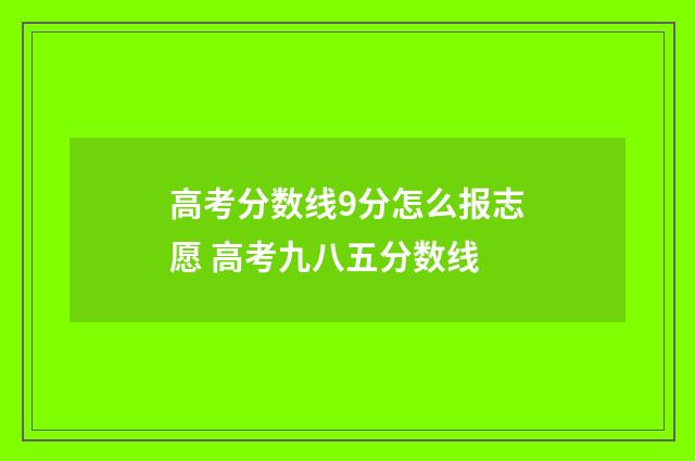 高考分数线9分怎么报志愿 高考九八五分数线