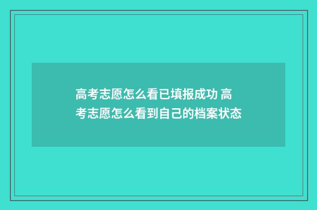 高考志愿怎么看已填报成功 高考志愿怎么看到自己的档案状态