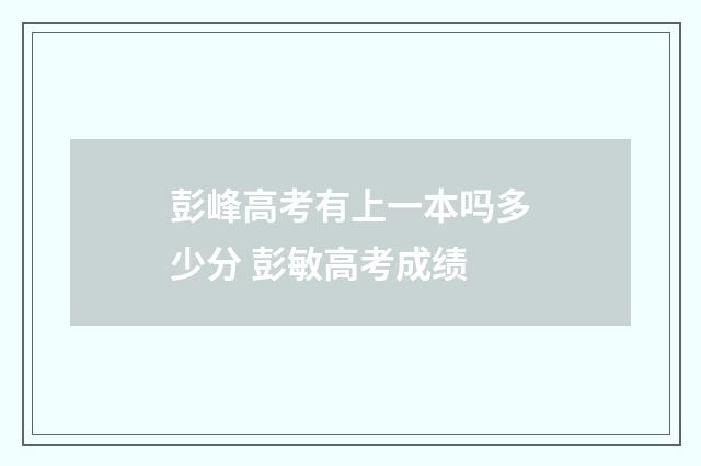 彭峰高考有上一本吗多少分 彭敏高考成绩
