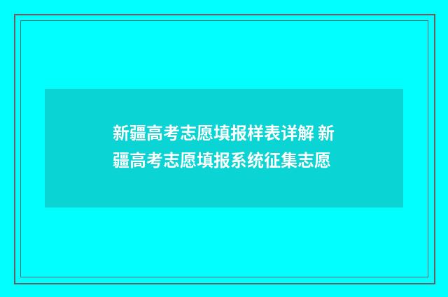 新疆高考志愿填报样表详解 新疆高考志愿填报系统征集志愿